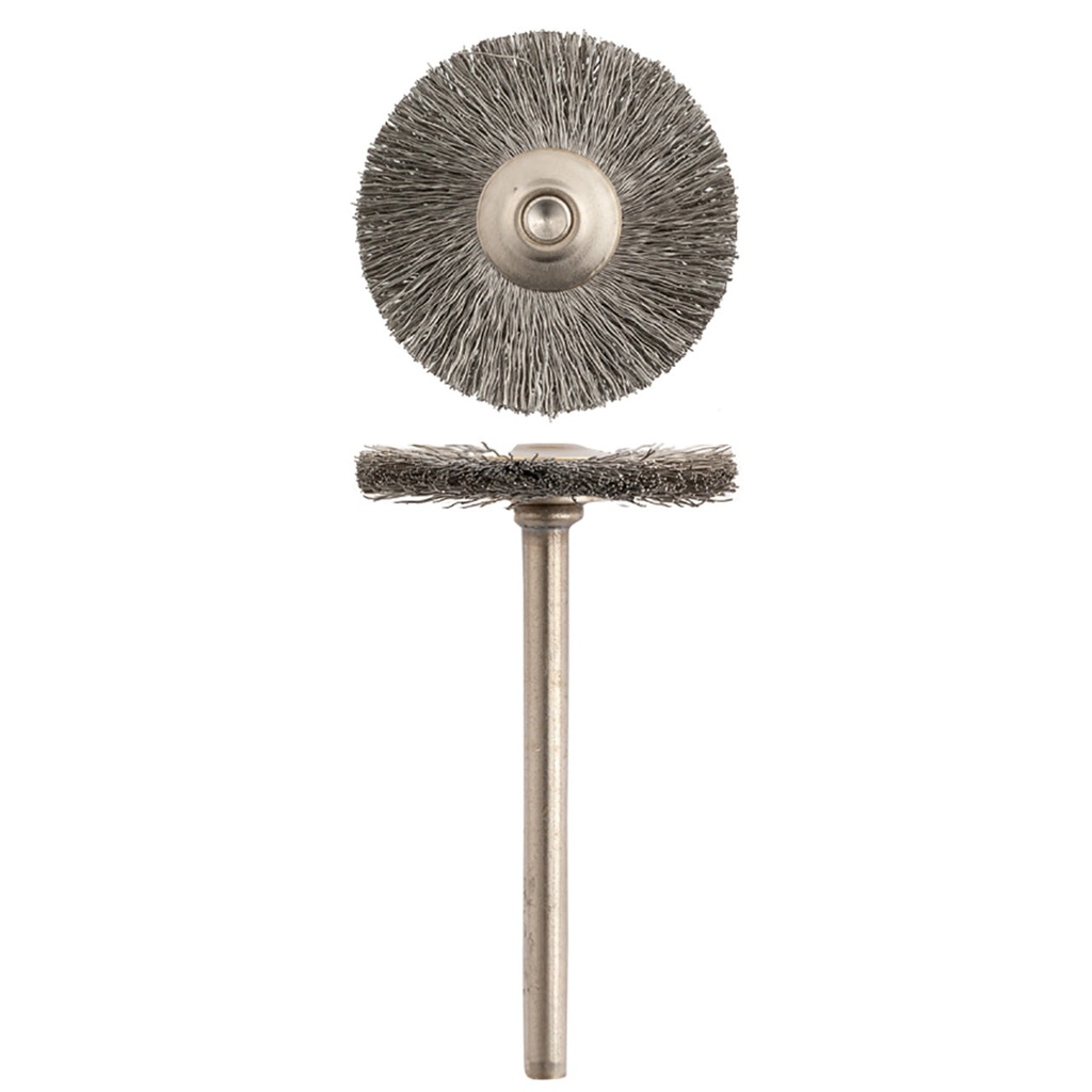 [112-5115] SUPRA® "MM" #734 Stainless 0.005" Wire Wheel Brushes (Pkg. of 12)