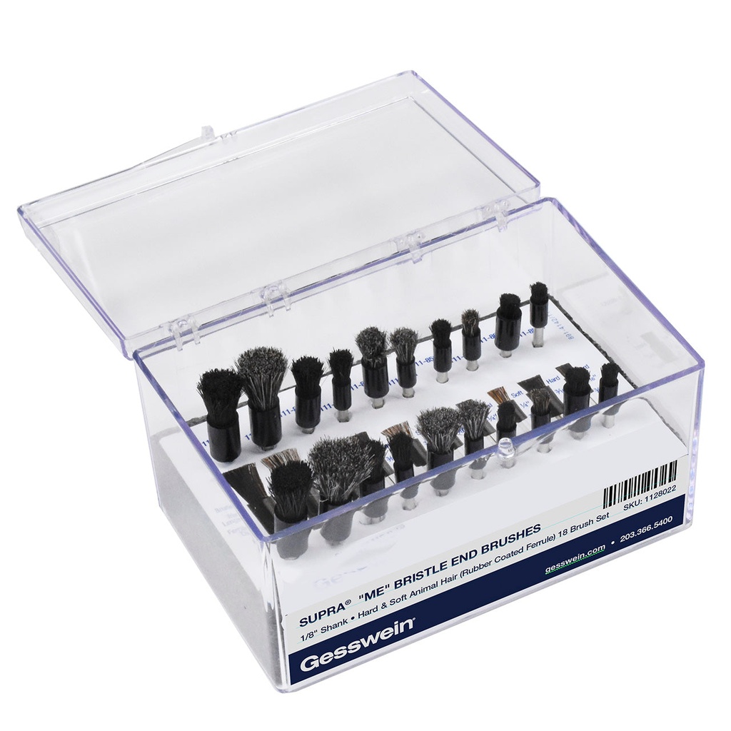 [112-8022] SUPRA® "ME" Rubber Ferrule End Brush 18-Piece Set