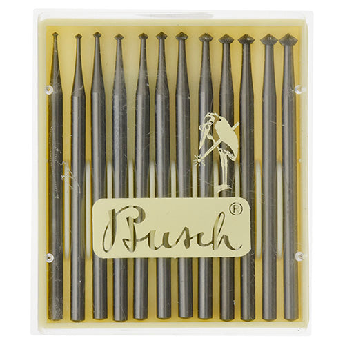 [121-9500] Busch® Fig 156c 010-031 Set of 12 Hart 90° Burs