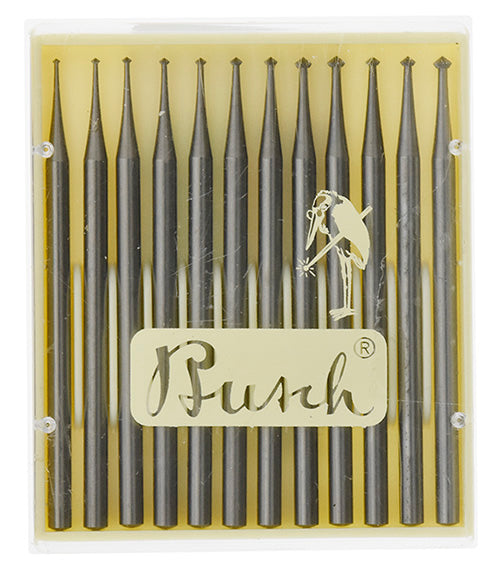 [121-9510] Busch® Fig 156c 007-018 Set of 12 Hart 90° Burs
