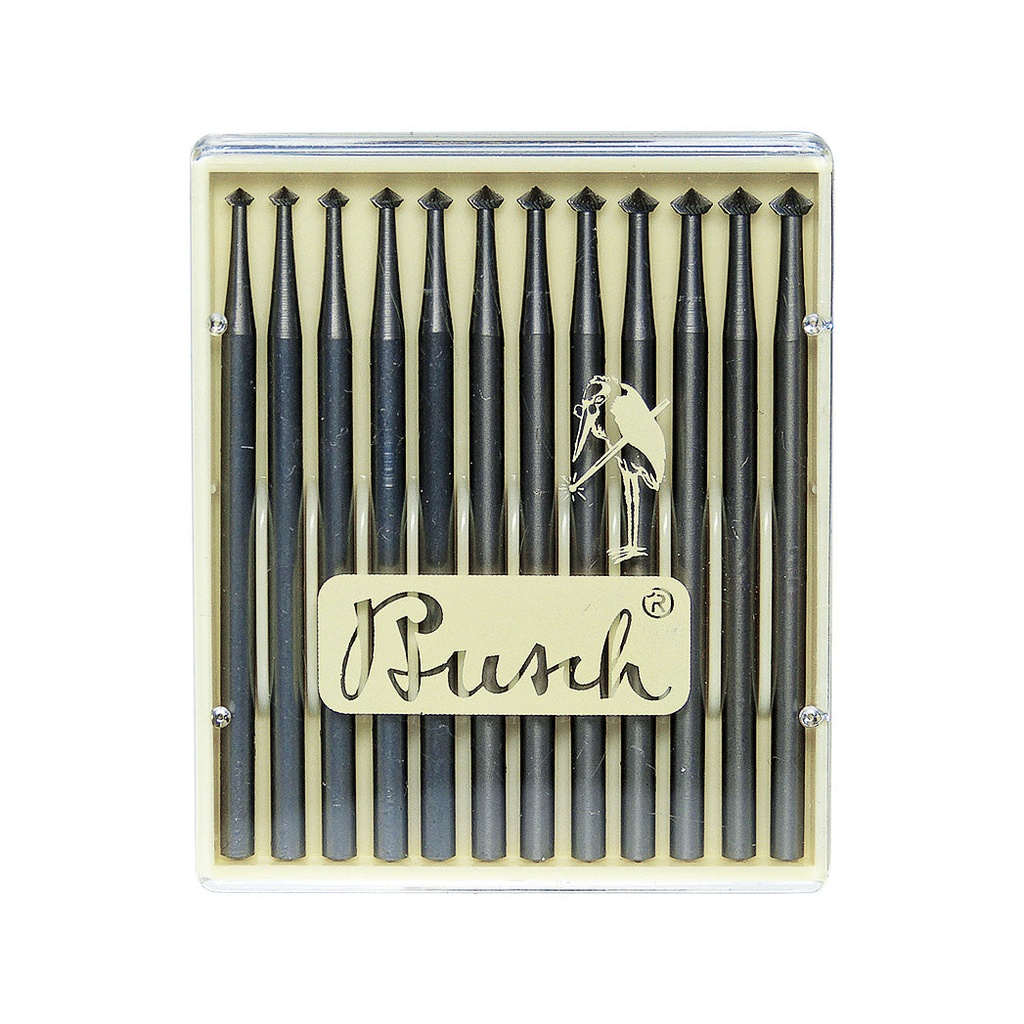 [121-9515] Busch® Fig 156c 019-030 Set of 12 Hart 90° Burs