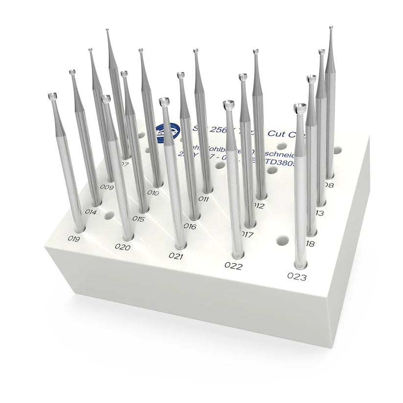 [127-0244] Komet Bur Set of 17 Triple Cut Cup Fig. 256Y (Sizes 0.70 - 2.30mm)