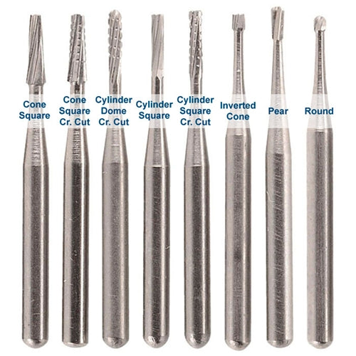 [128-9795] Cone Square Cross Cut 0.76mm Carbide Friction Grip Bur 1/16" Shank