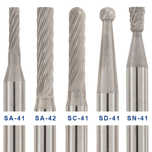 [129-1015] 1-1/2" Solid Carbide Burs - 1/8" Shank, 1/16" x 1/4", Double Cut