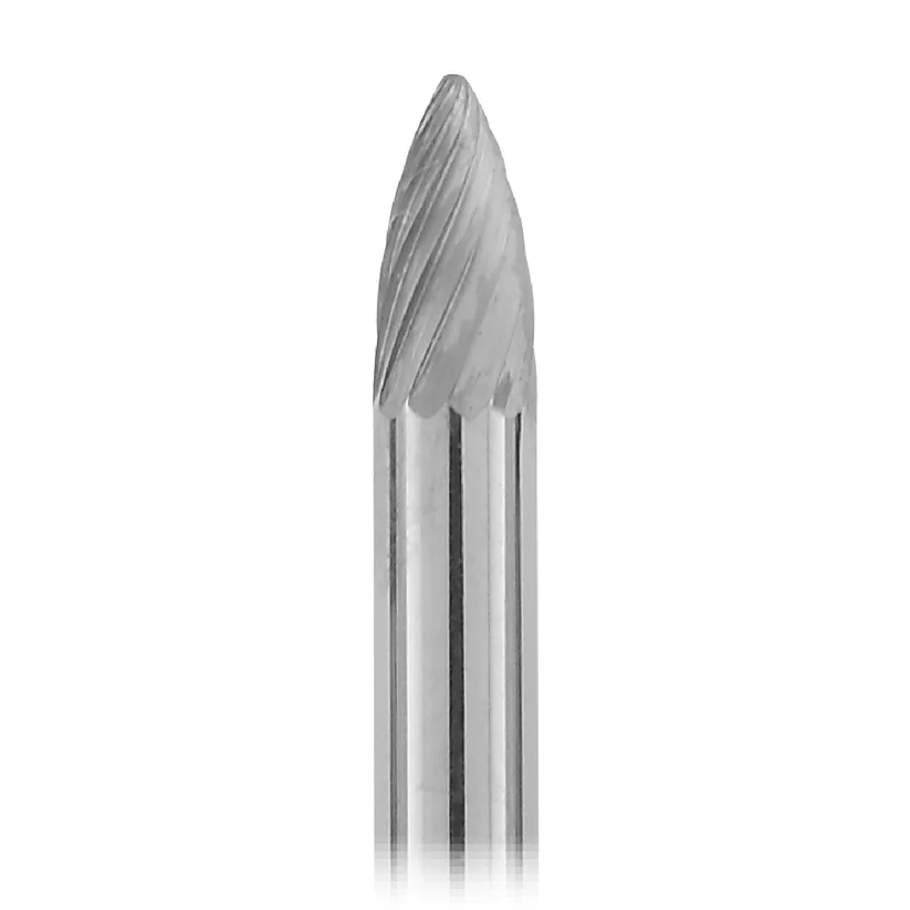 [129-1120] 1-1/2" Solid Carbide Burs - 1/8" Shank, 1/8" x 1/4" Plain Cut Bullet