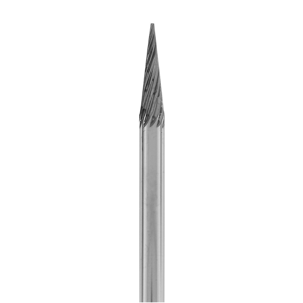Solid Carbide Burs, 3" Long, 1/8" Shank - 1/8" x 7/16", Plain Cut