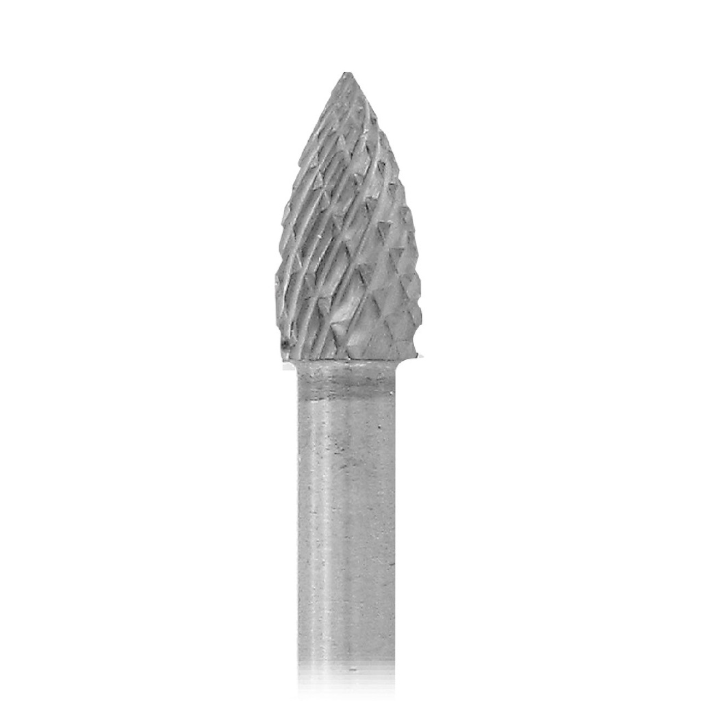 1-1/2" Solid Carbide Burs - 1/8" Shank, 3/16" x 3/8" Double Cut, Flame