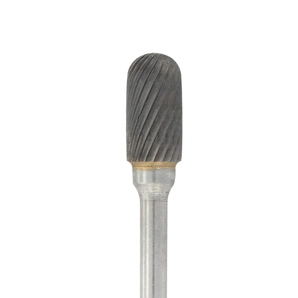 [129-1775] Carbide Head Burs - 1/8" Shank, 1/4" x 1/2" Double Cut, Rounded Cylinder