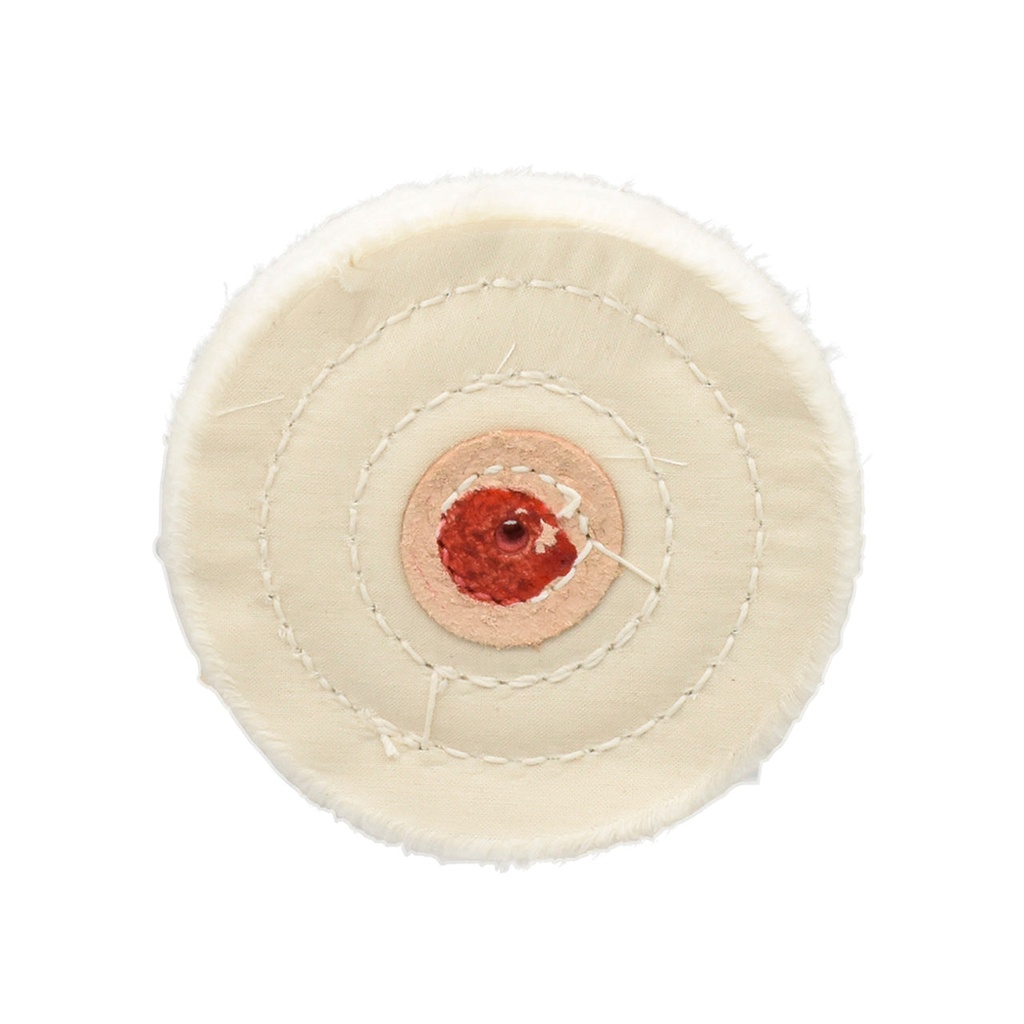 [140-2480] White Muslin Buff - 5" x 30 Ply, Stitched