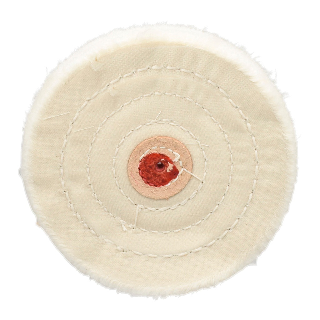 [140-2700] White Muslin Buff - 7" x 50 Ply, Stitched