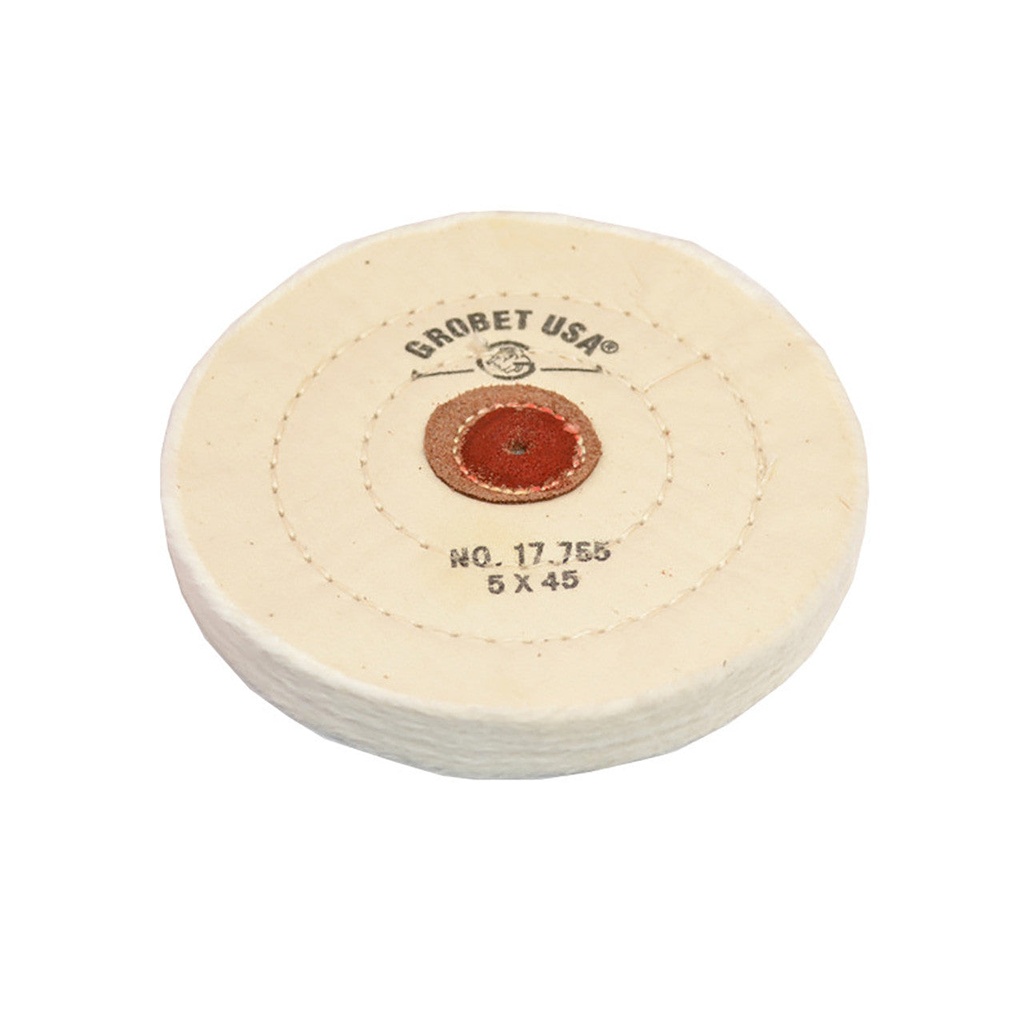 [140-2904] Grobet USA® White Muslin Buff - 5"x45 Ply, Stitched