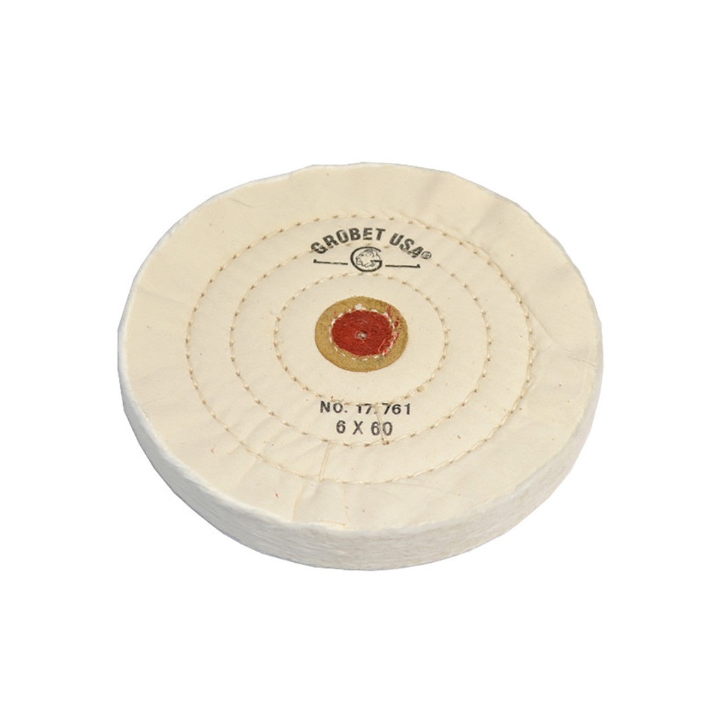 [140-2908] Grobet USA® White Muslin Buff - 6"x60 Ply, Stitched