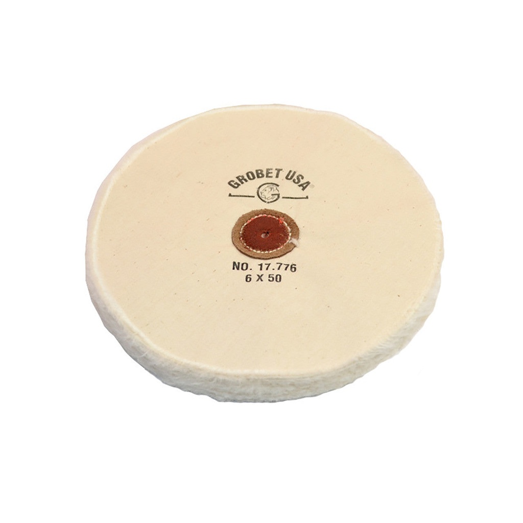 [140-2918] Grobet USA® White Muslin Buff - 6"x50 Ply, Loose