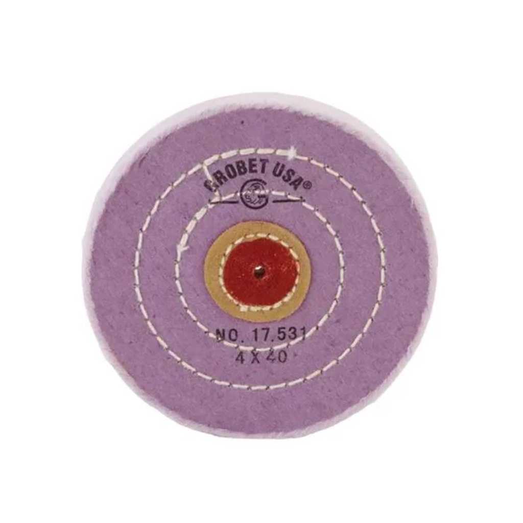 [140-2960] Grobet USA® Berry Muslin Buff - 4"x40 Ply, Stitched