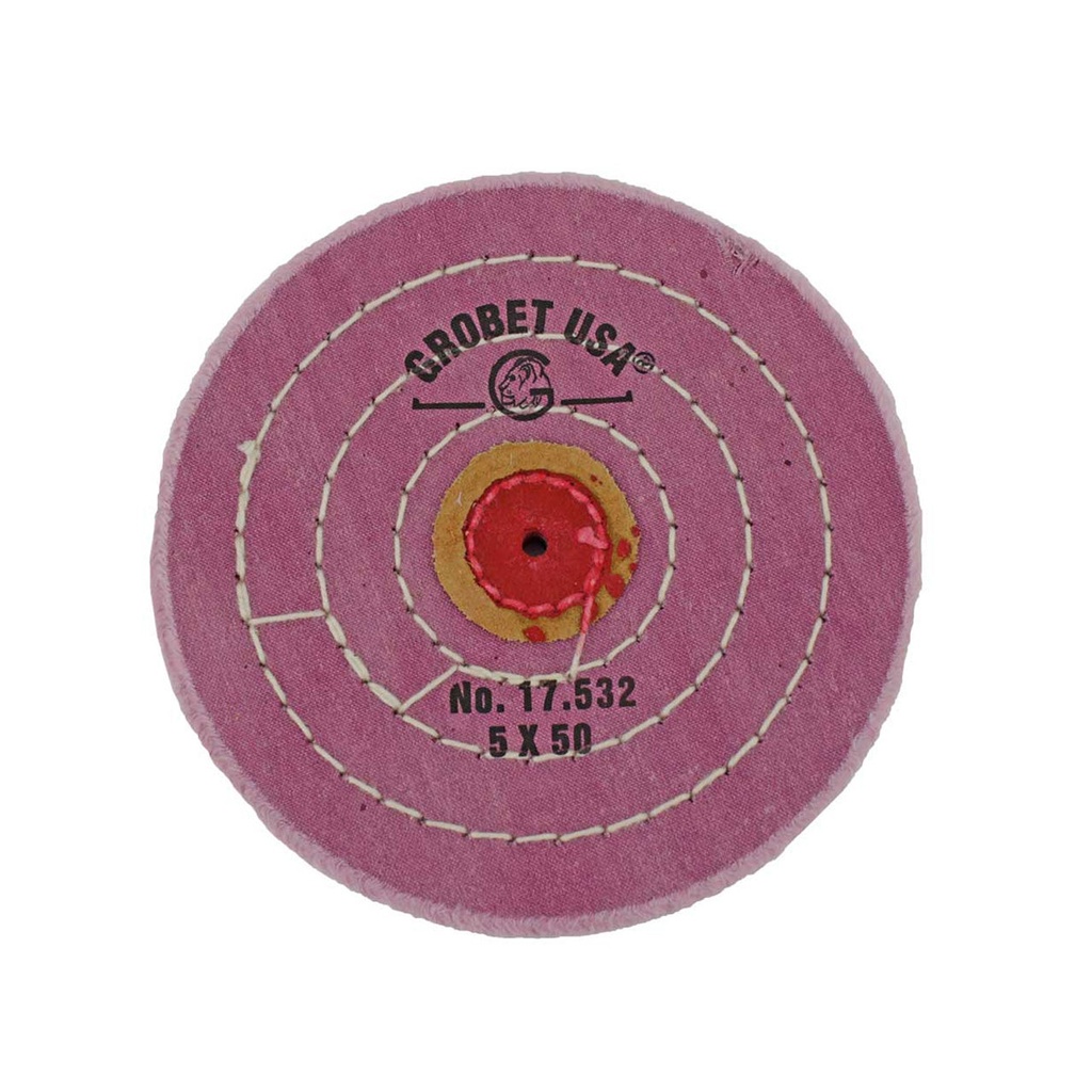 [140-2961] Grobet USA® Berry Muslin Buff - 5"x50 Ply, Stitched