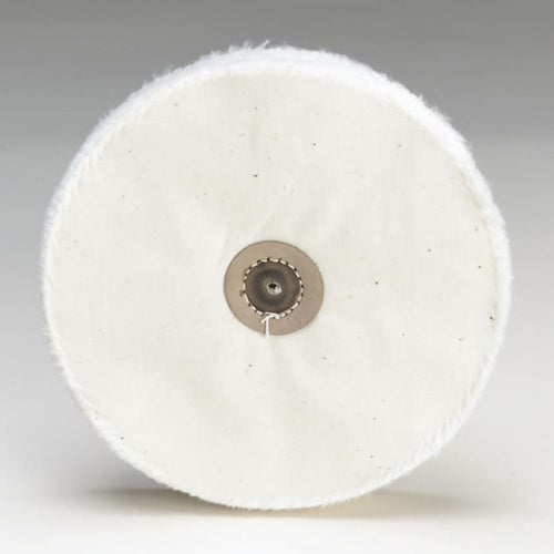 [140-4700] Loose White Muslin Buff - Leather Center, 7" x 50 Ply
