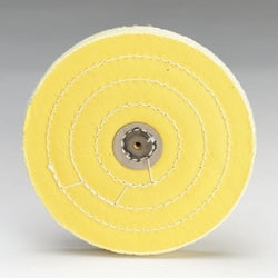 [141-2400] Yellow Stitched 4" x 40 Ply Muslin Buff