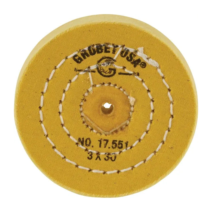 [141-2891] Grobet USA® Yellow Muslin Buff - 3"x30 Ply Stitched