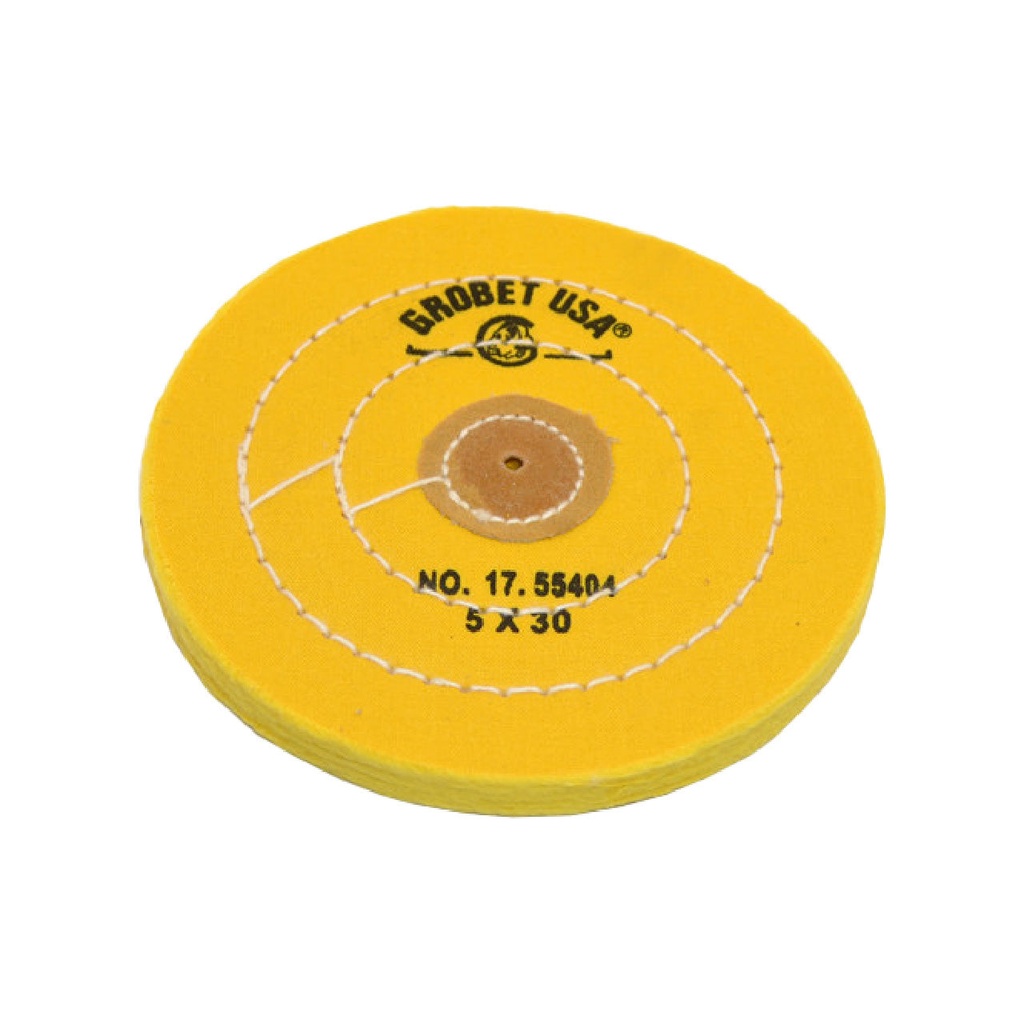 [141-2904] Grobet USA® Yellow Muslin Buff - 5"x30 Ply Stitched