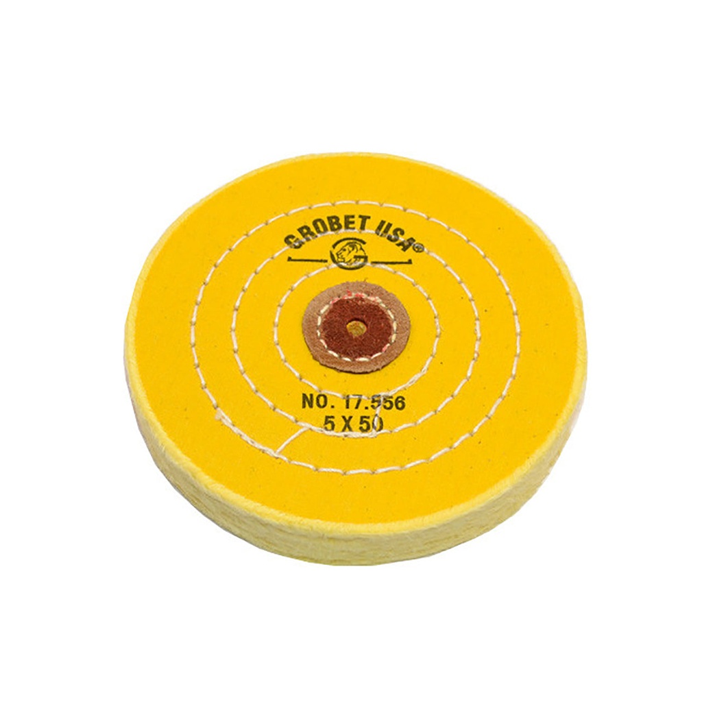 [141-2905] Grobet USA® Yellow Muslin Buff - 5"x50 Ply Stitched