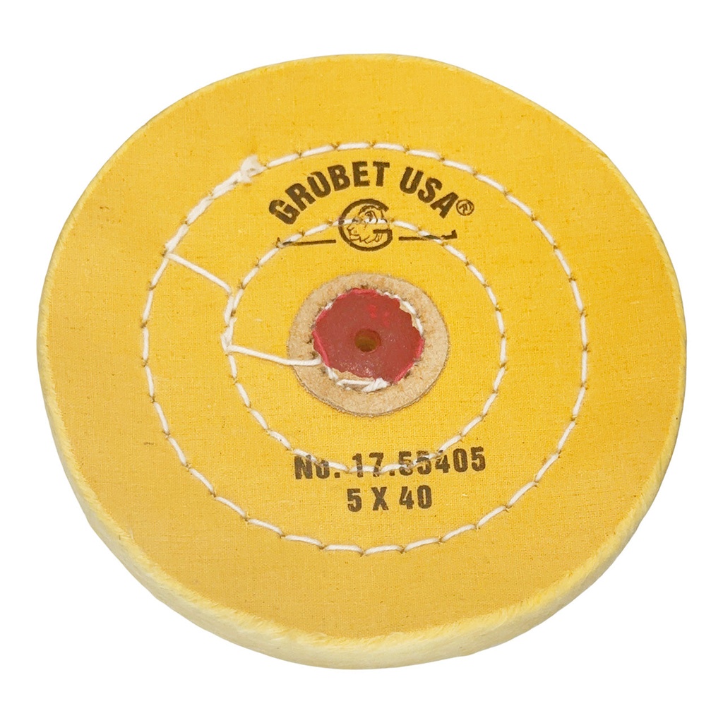 [141-2906] Grobet USA® Yellow Muslin Buff - 5"x40 Ply Stitched