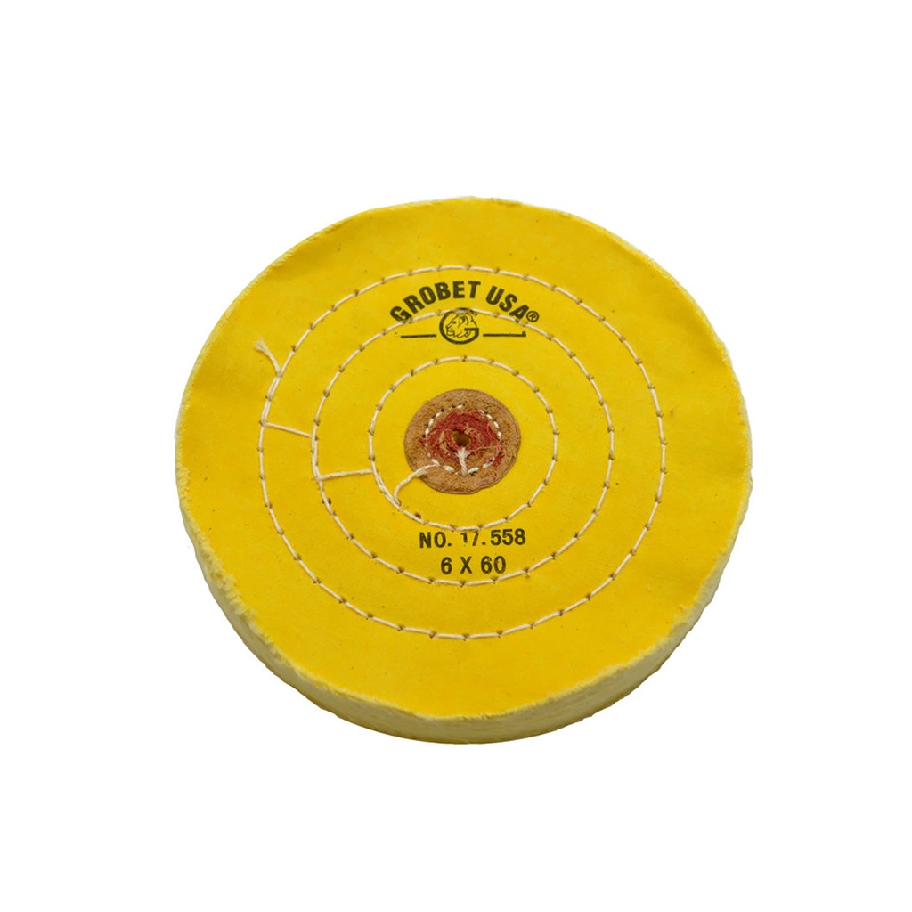 [141-2908] Grobet USA® Yellow Muslin Buff - 6"x60 Ply Stitched
