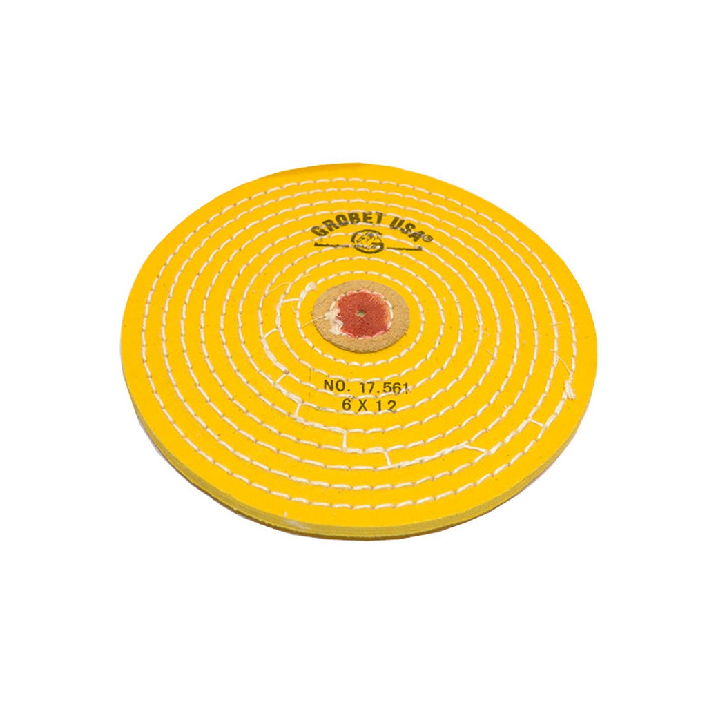 [141-2910] Grobet USA® Yellow Muslin Buff - 6" Razor Edge