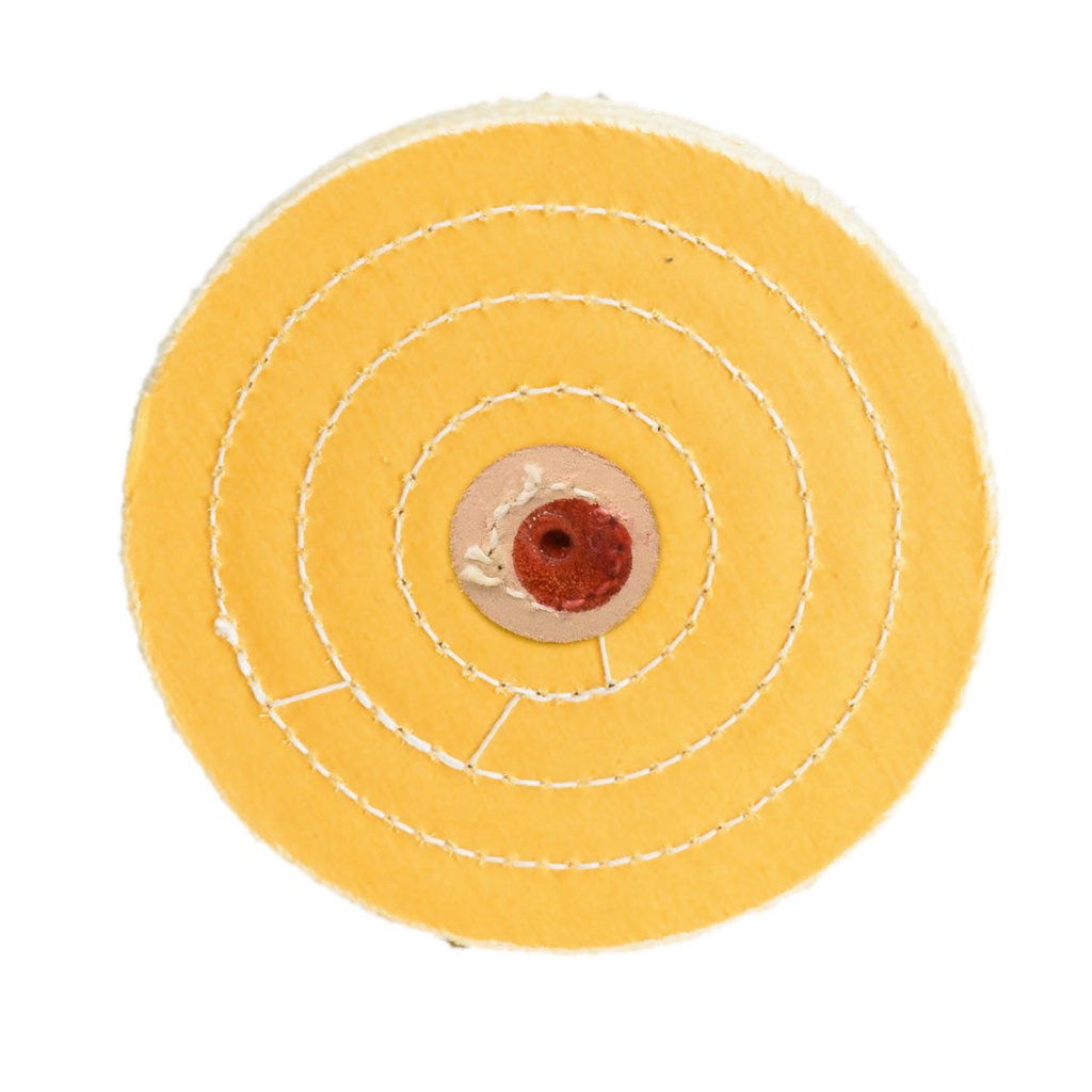 [141-8730] Yellow Stitched 7" x 50 Ply Muslin Buff