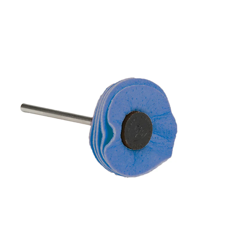 [142-0024] Blue 1" Faux Chamois Buff - 3/32" Shank