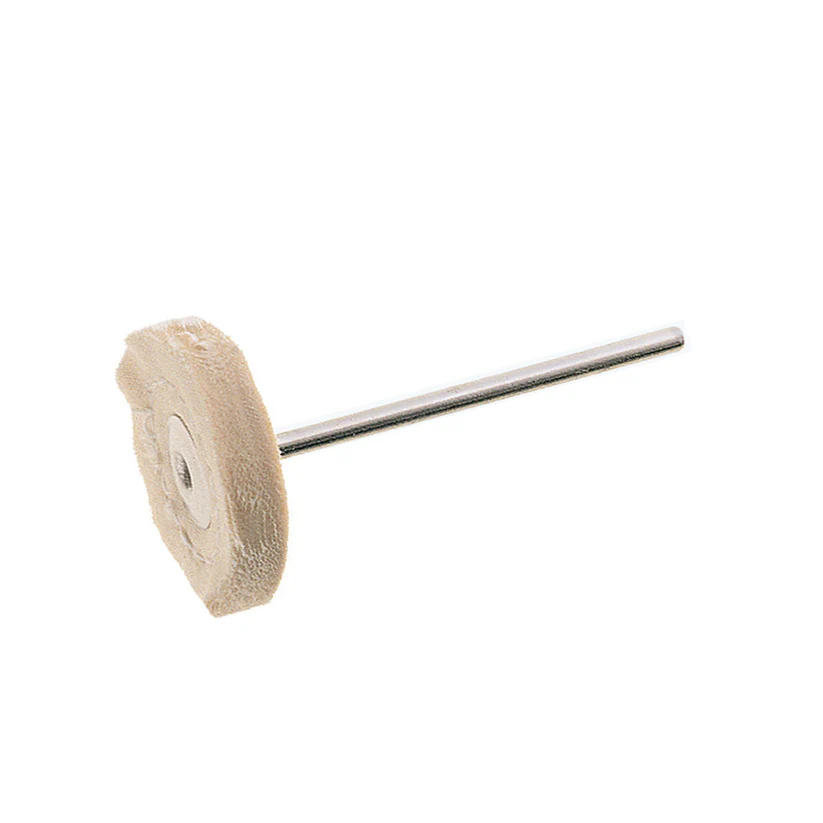 [142-0345] White Stitched 1" Diameter Muslin Buffs on 3/32" Shank