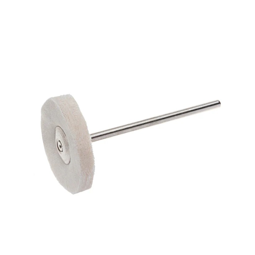 [142-0347] White Loose 1" Diameter Muslin Buffs on 3/32" Shank