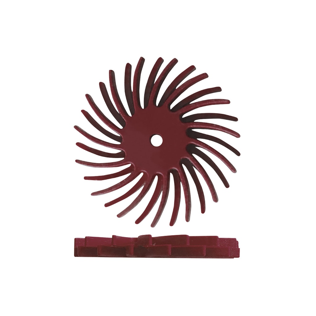 [145-5292] Dedeco® SUNBURST® Dual Radial Discs - 7/8" Red, 220 grit (Pkg. of 12)