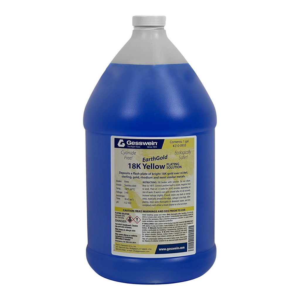 [210-0933] EarthGold Plating Solution 18K Yellow 1 Gallon