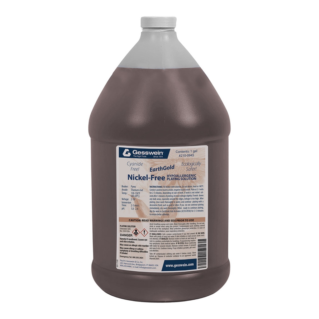 [210-0945] EarthGold Plating Solution Nickel-Free 1 Gallon
