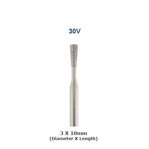 [226-1280] Diamond Bur 30V 3X10mm Medium - 1/8" Shank