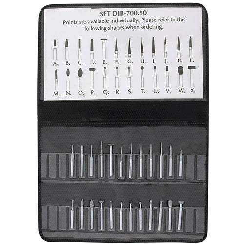 High-Speed Diamond Bur Set, 1/16" Shanks - Set of 24, Fine