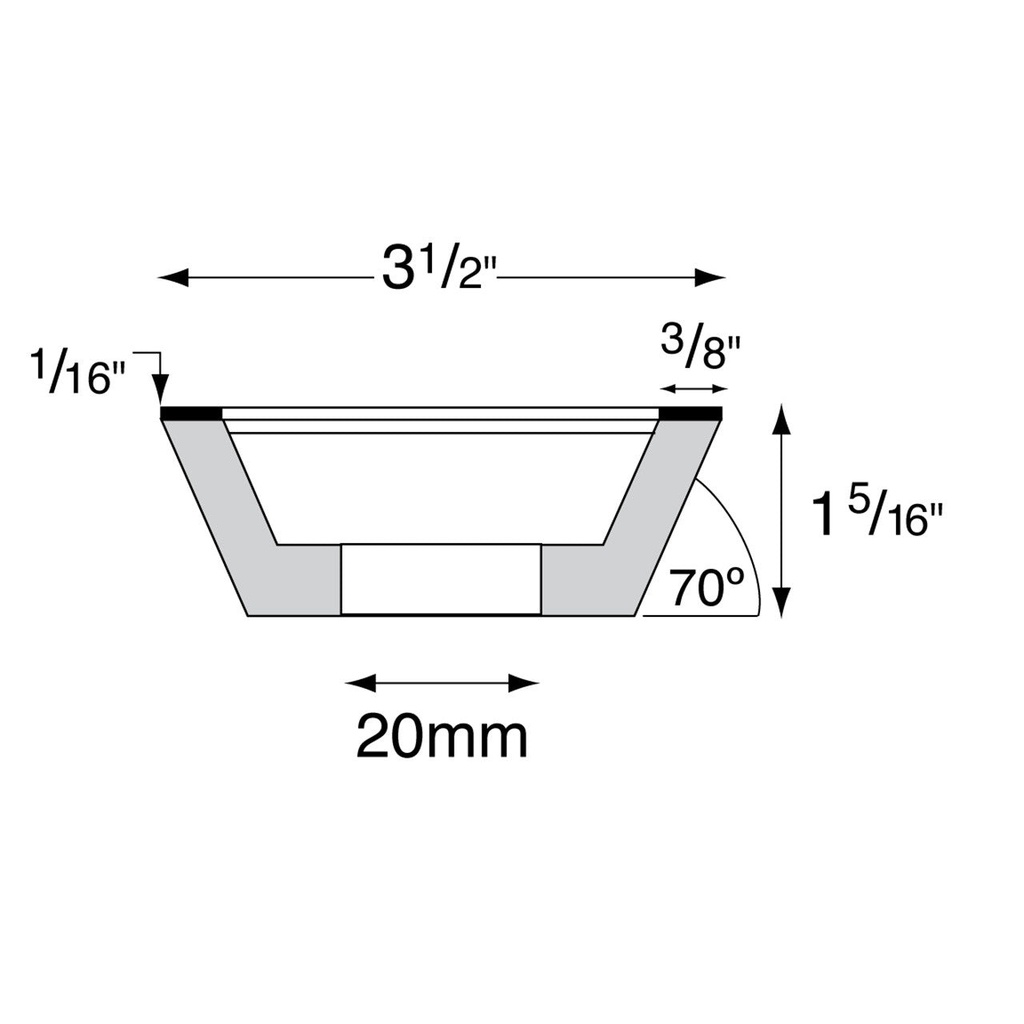 [245-2165] Diamond Grinding Wheel 11A2- D 20mm Deckel Type
