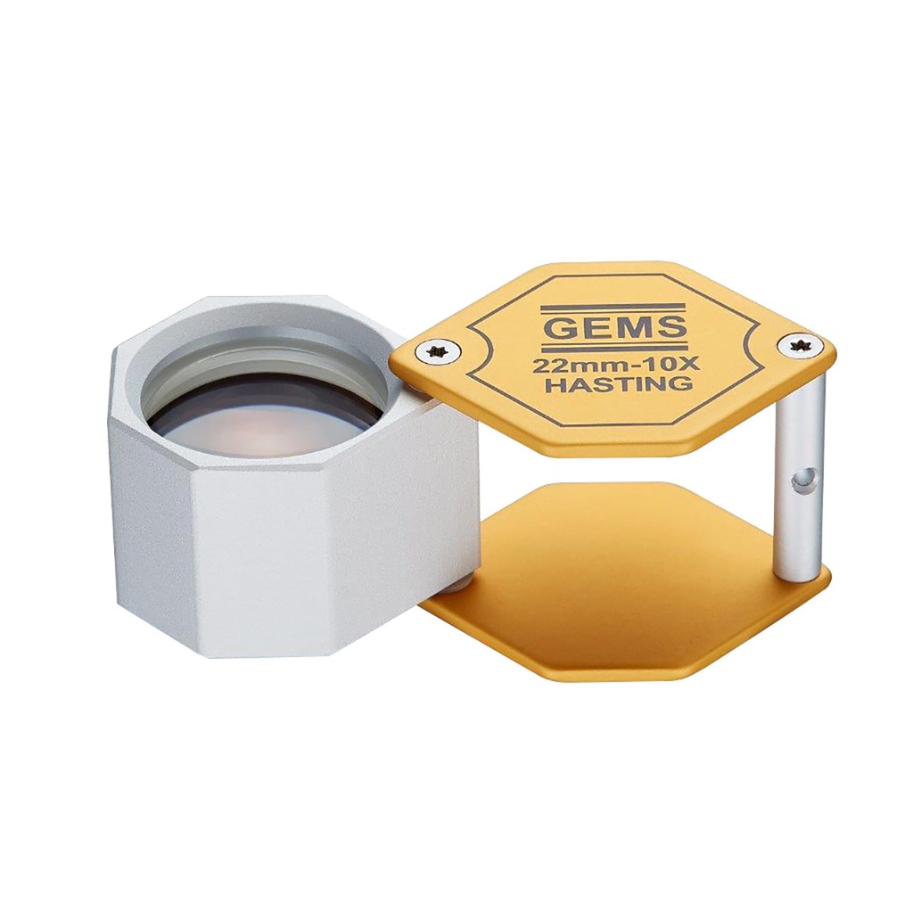 [272-4063] GEMS 10X HEX Loupes, 22mm Lens - Chrome/Gold 22MM