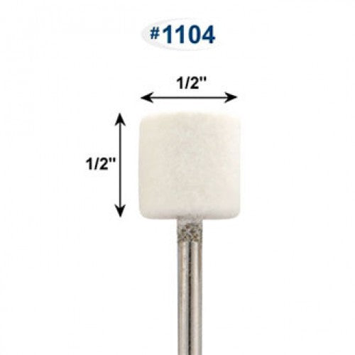 [286-1102] Mounted Felt Bobs, Cylinders - 1/8" Shank, 1102 Hard  (Pkg. of 12)