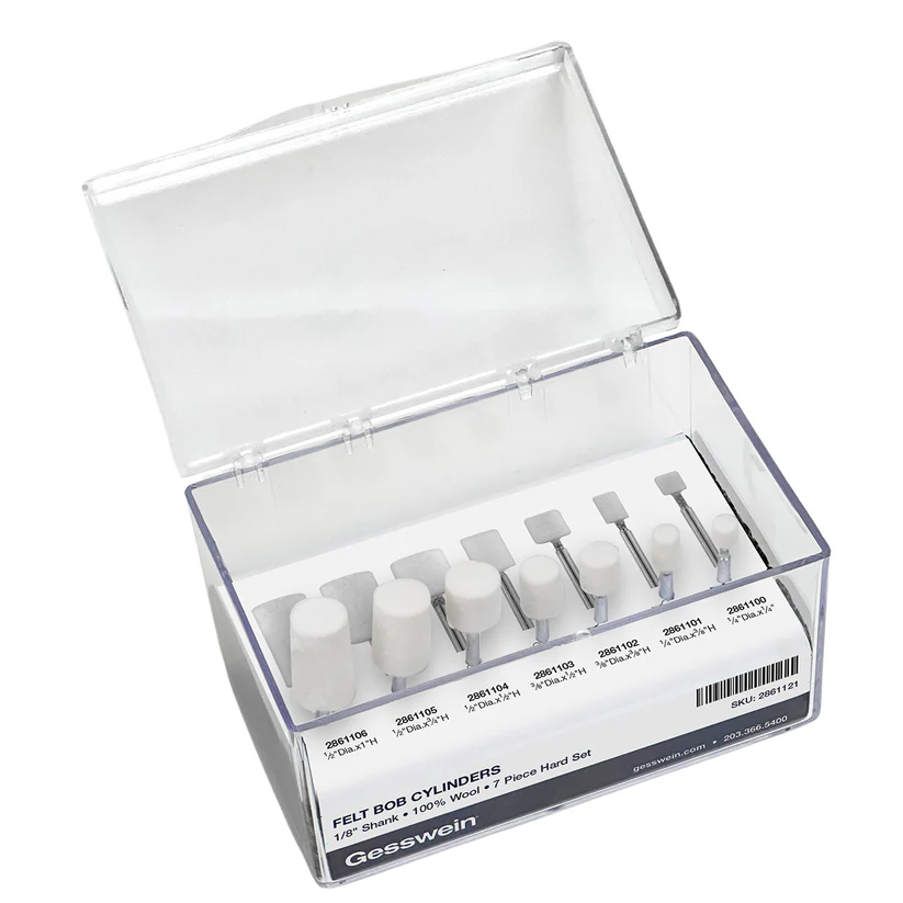 [286-1121] Felt Bob Set - Cylinders, 1/8" Shank, Hard (7 pc)