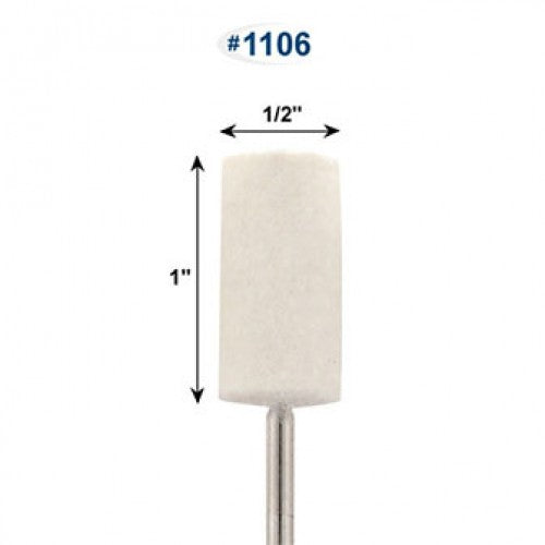 [289-1102] Mounted Felt Bobs, Cylinders - 1/8" Shank - 1102 Soft  (Pkg. of 12)