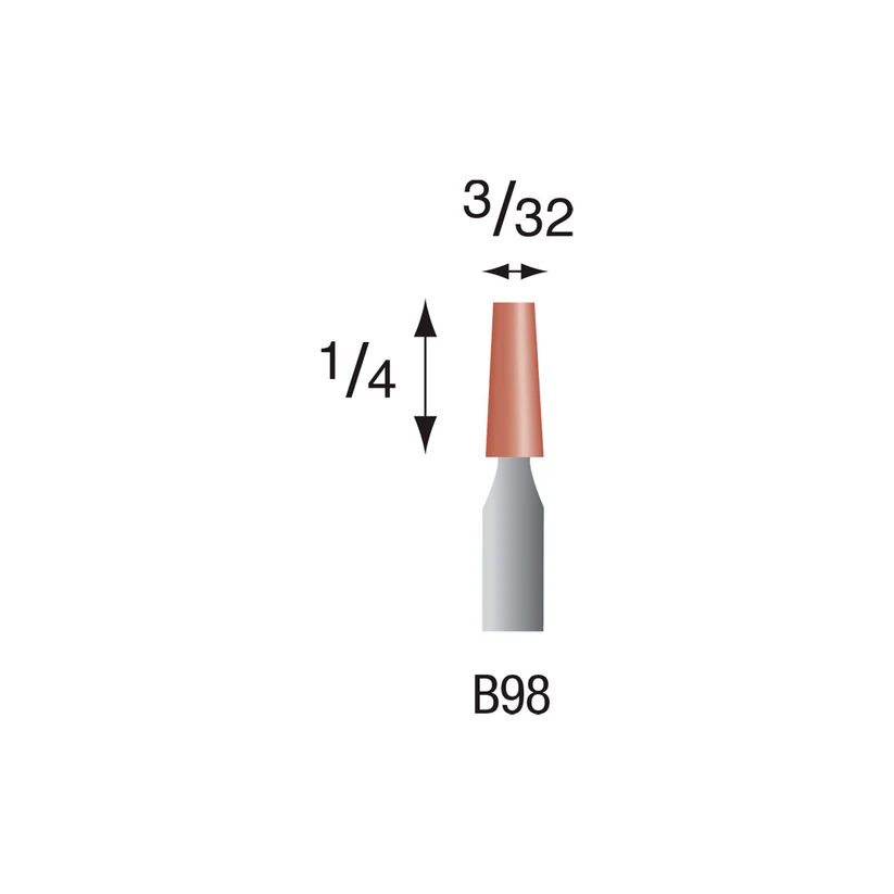 B98 Red Mounted Points 1/8" Shank (Pkg of 24)