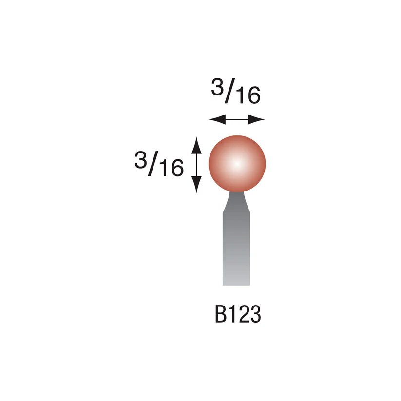 B123 Red Mounted Points 3mm Shank (Pkg of 24)