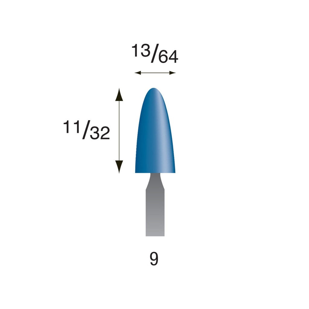 [315-0090] #9 Blue Mounted Points 3/32" Shank (Pkg of 24)