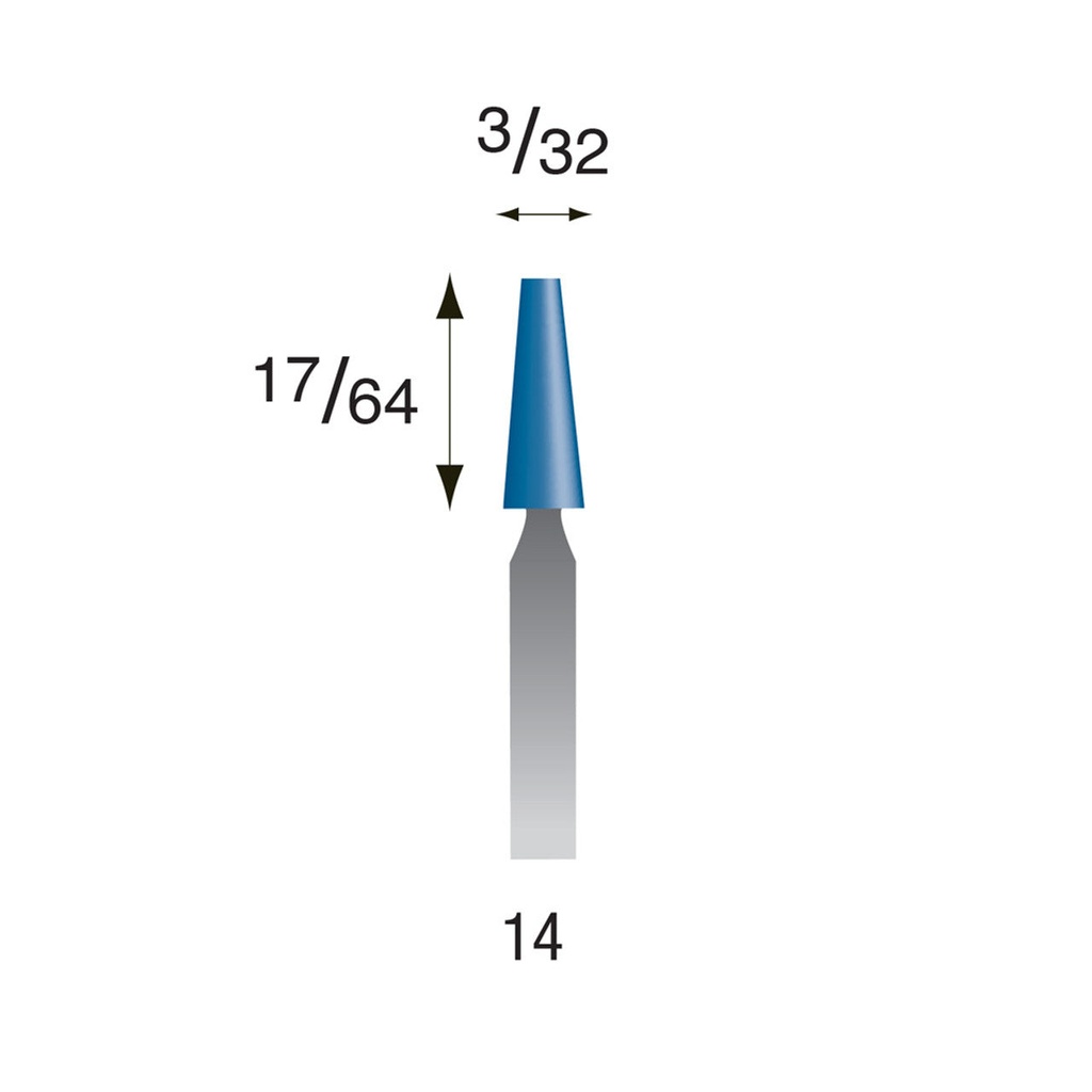 [315-0140] #14 Blue Mounted Points 3/32" Shank (Pkg of 24)