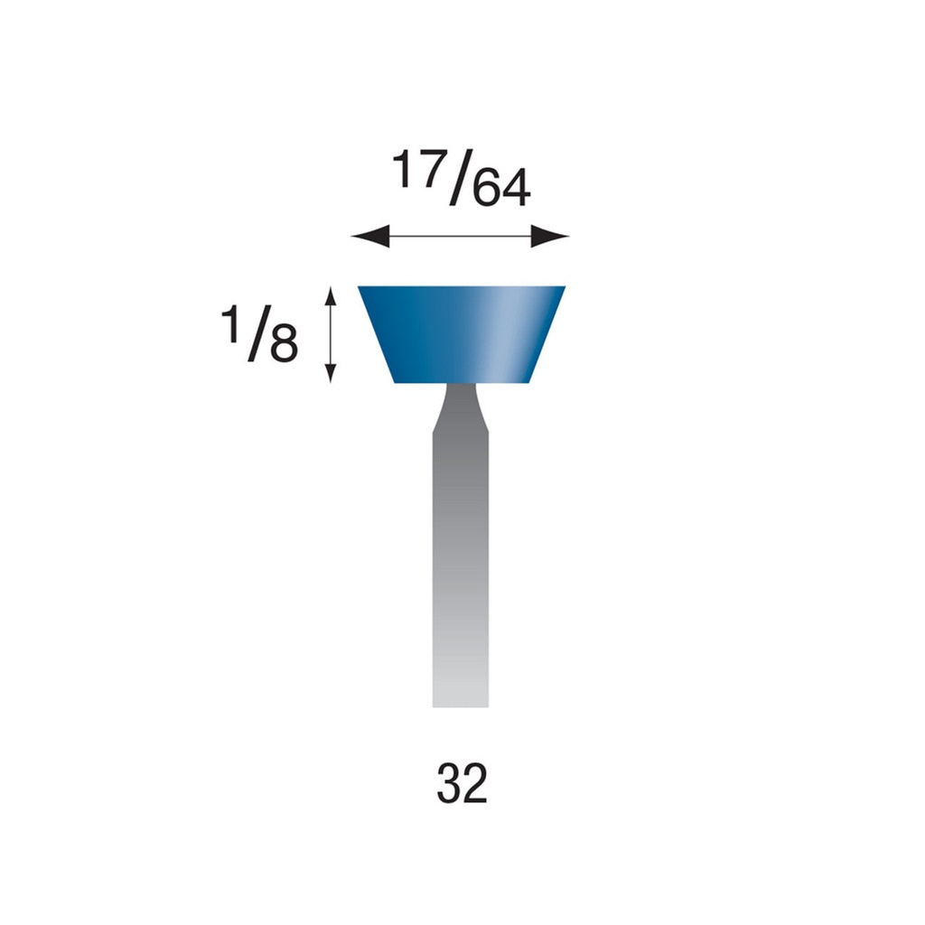 [315-0320] #32 Blue Mounted Points 3/32" Shank (Pkg of 24)