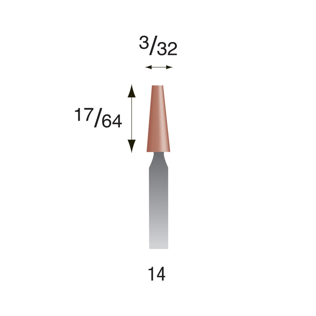 [320-0140] #14 Red Mounted Points 3/32" Shank (Pkg of 24)