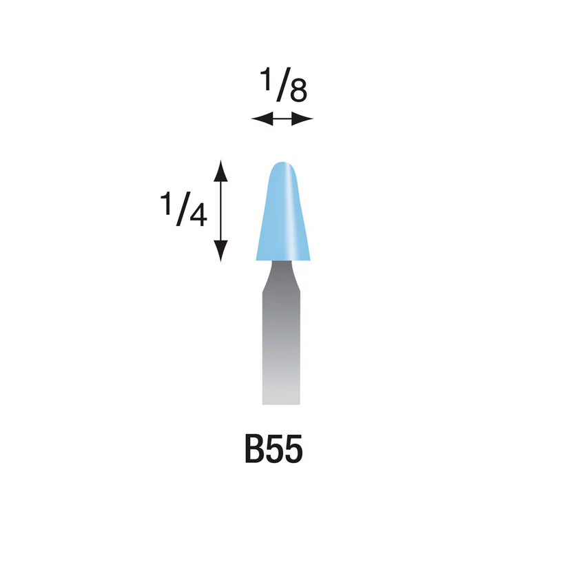 [322-0553] B55 Light Blue Mounted Points 3mm Shank (Pkg of 24)
