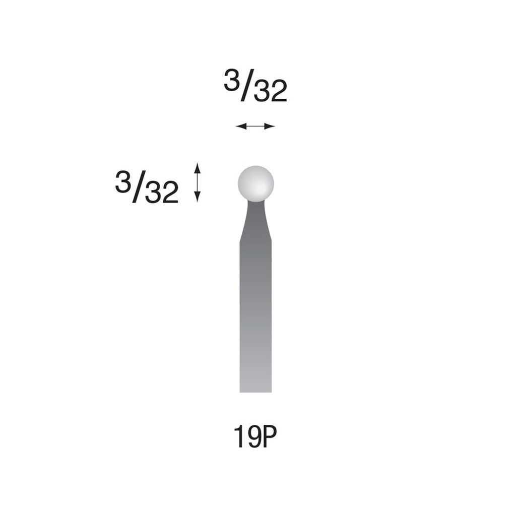 [325-0190] 19P White Mounted Points 3/32" Shank (Pkg of 24)
