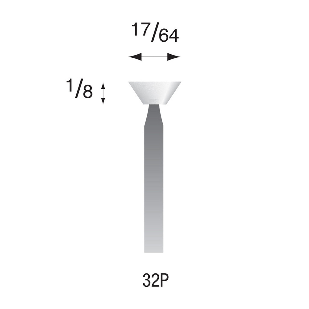 [325-0320] 32P White Mounted Points 3/32" Shank (Pkg of 24)